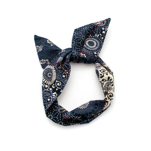 Navy and Cream Floral Wire Headband