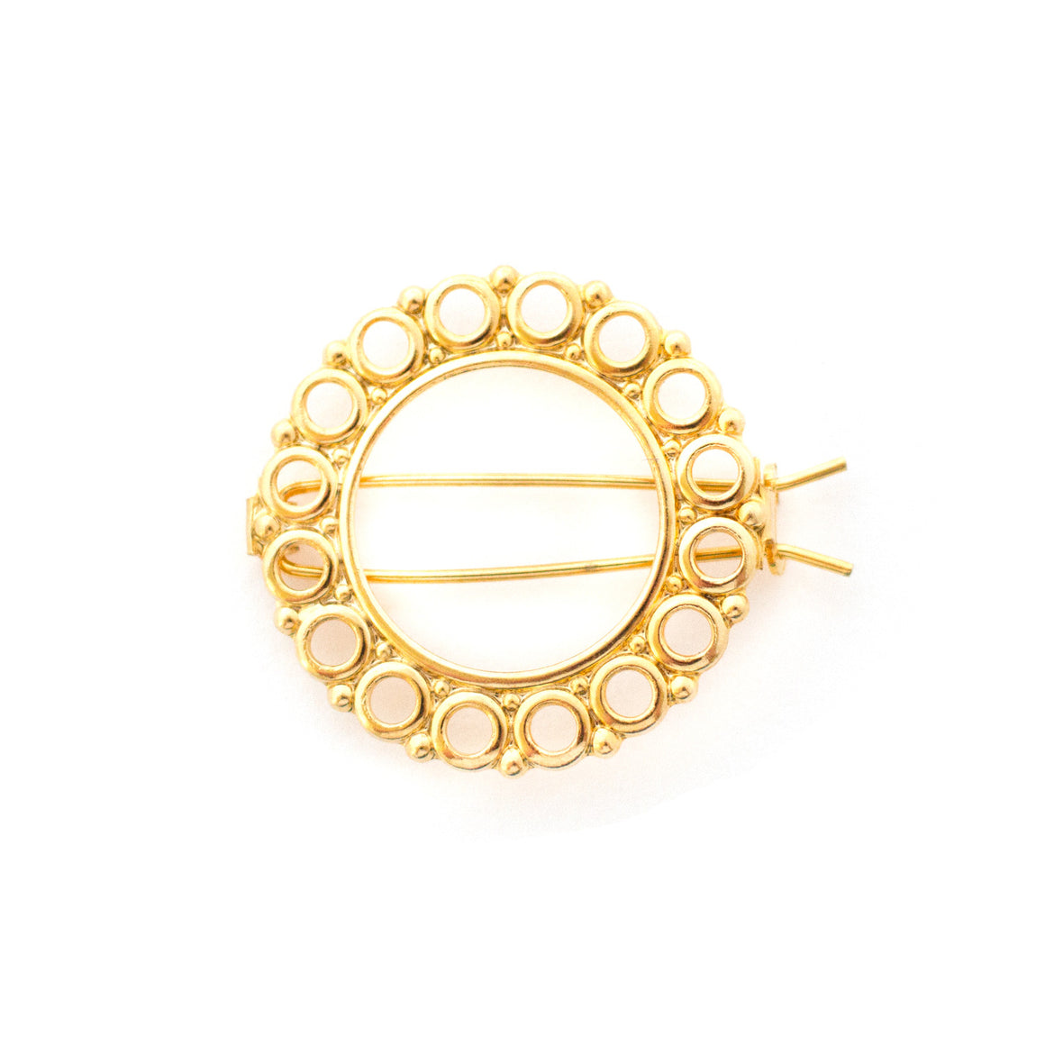 gold circle hair clip - barrette made in france - gold fill 