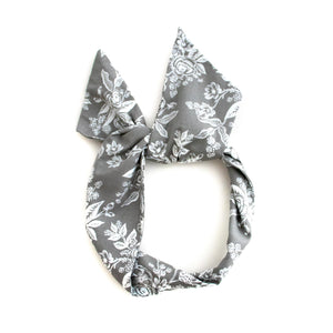 Grey Floral Wire Headband