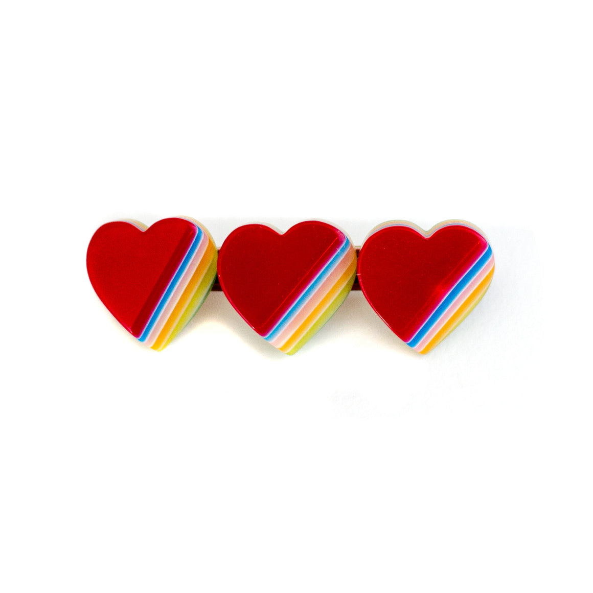 Vintage Rainbow Hearts Barrette