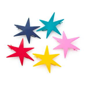 star shaped hair clips - vintage 1960s 1970s 1980s metal hair clips