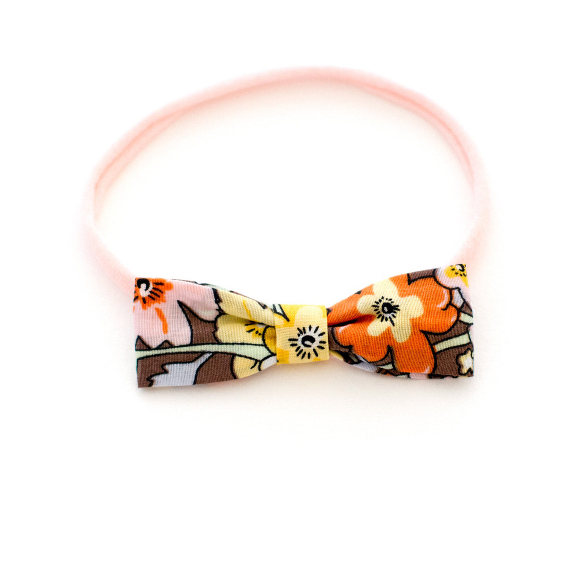 brown floral baby headband by mane message delicate small bow