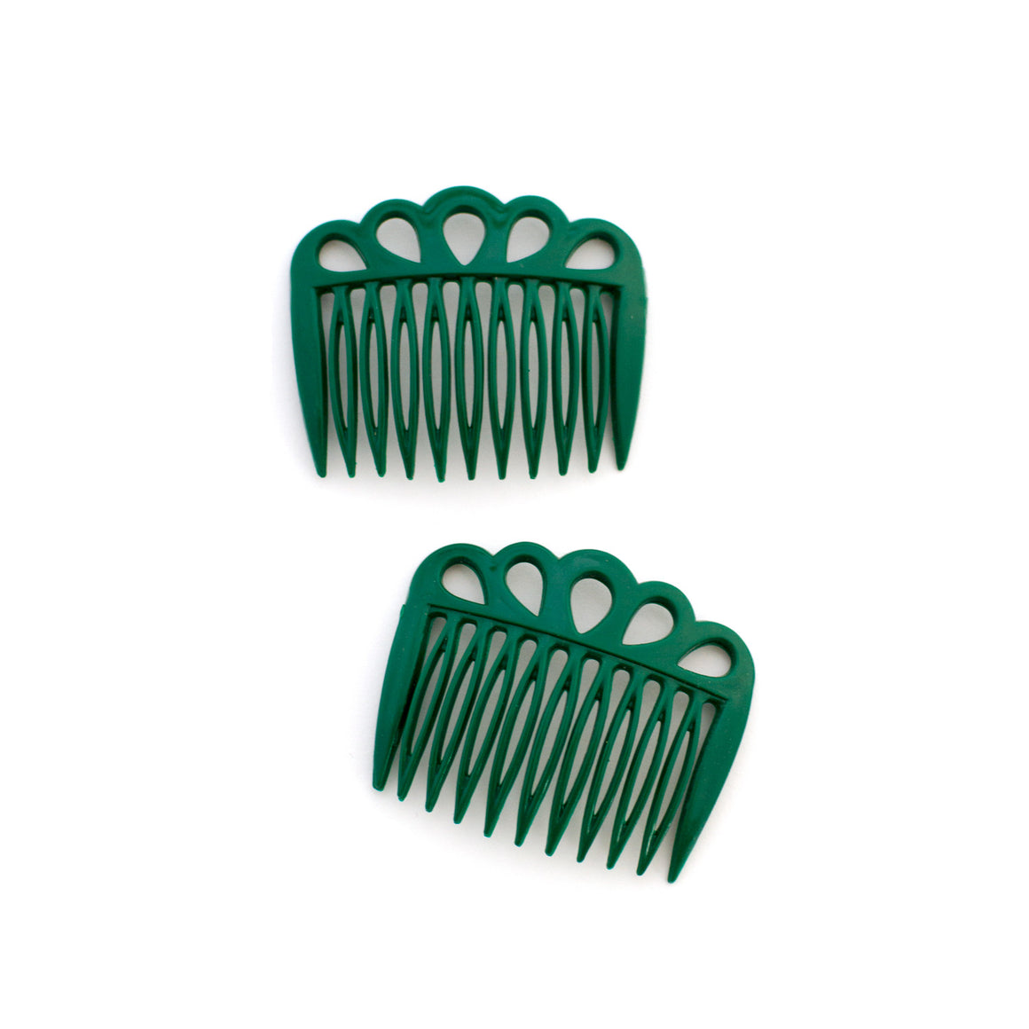 forest green cutout vintage hair combs