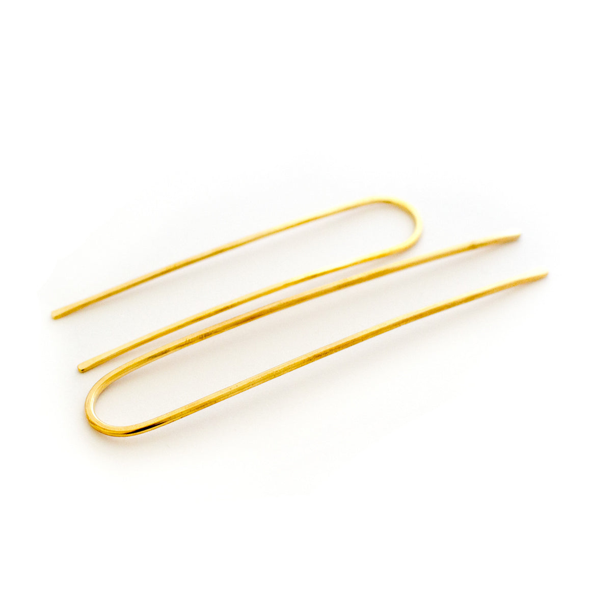 hair pins for buns top knots - made out of gold brass handmade in california by mane message