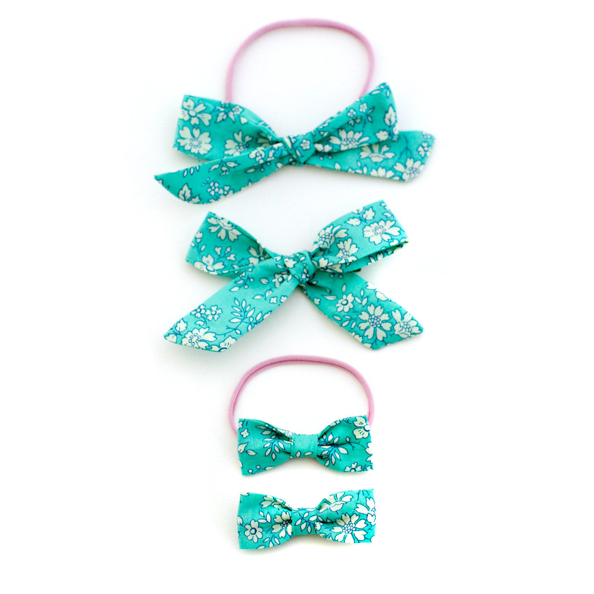 Mint Floral Liberty of London Baby Bows
