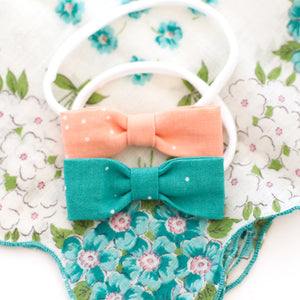 Teal Dot Baby Bow Headband