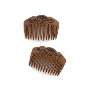 Vintage Brown Rose Combs