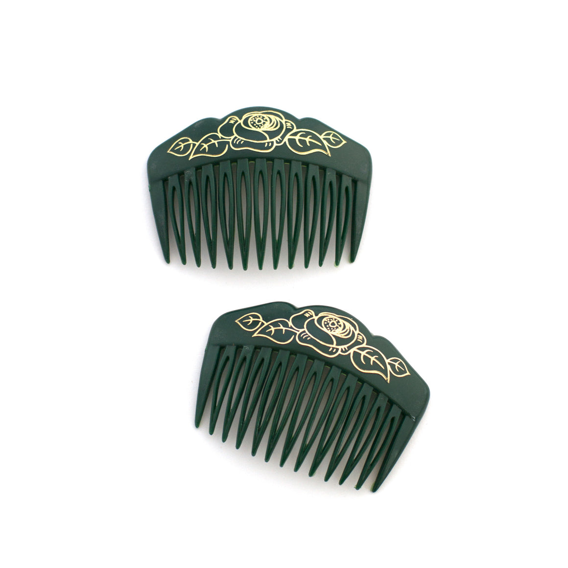 Vintage Green Rose Combs