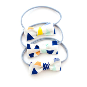 Blue and White Triangle Baby Bow Headband
