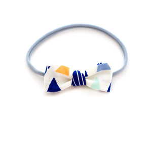Blue and White Triangle Baby Bow Headband
