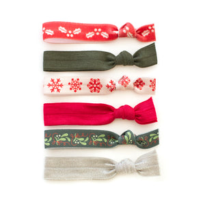 holly snowflake mistletoe christmas themed hair tie package by mane message 